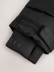 Baker by Ted Baker Shower Resistant Panel Belted Black Padded Coat - Image 14 of 15