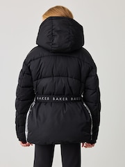 Baker by Ted Baker Shower Resistant Panel Belted Black Padded Coat - Image 2 of 15