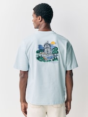 Blue Scene Graphic Print 100% Cotton T-Shirt - Image 1 of 10