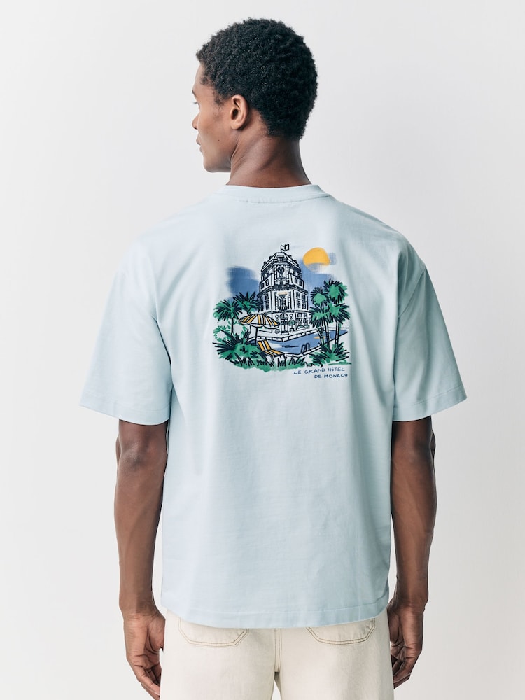 Blue Scene Graphic Print 100% Cotton T-Shirt - Image 1 of 10