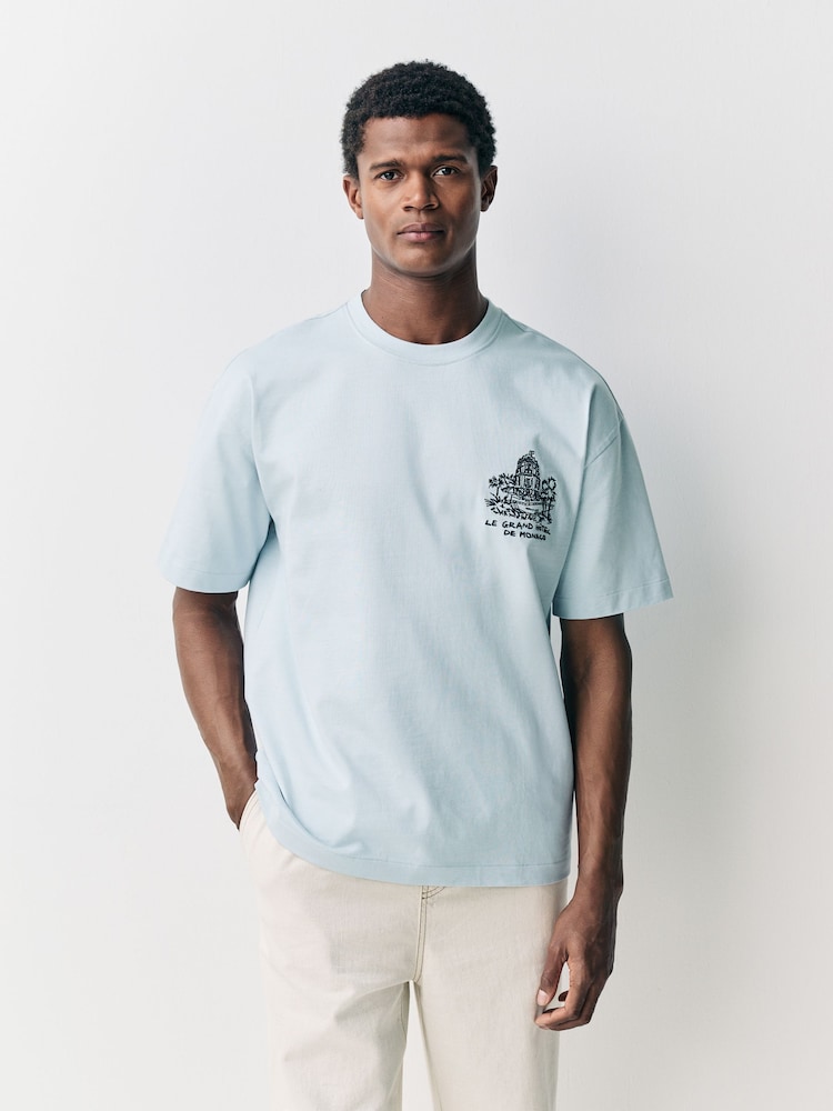 Blue Scene Graphic Print 100% Cotton T-Shirt - Image 2 of 10 Blue Scene Graphic Print 100% Cotton T-Shirt - Image 2 of 10