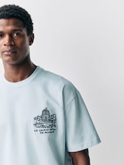 Blue Scene Graphic Print 100% Cotton T-Shirt - Image 4 of 10
