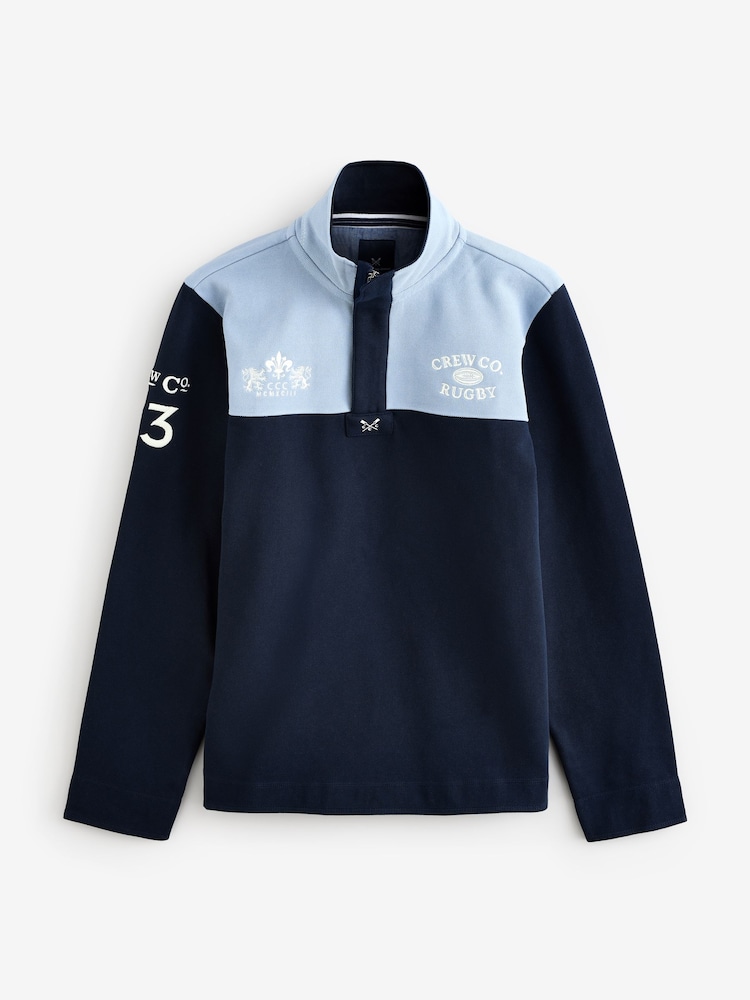 Crew Clothing Company Blue Contrast Chest Panel Padstow Sweatshirt - Image 6 of 6