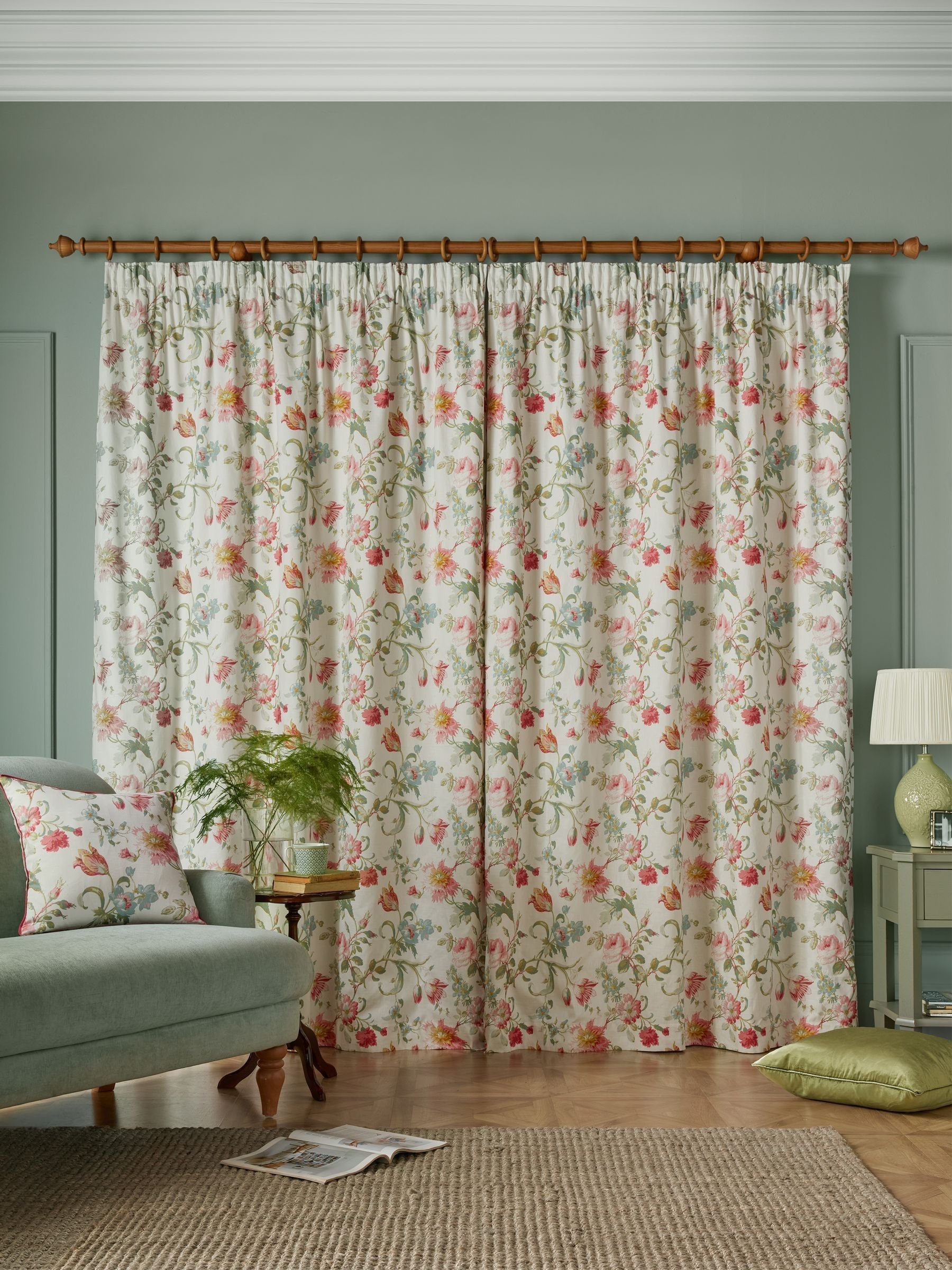 Buy Laura Ashley Red Pale Cranberry Rosalind Headertape Curtains