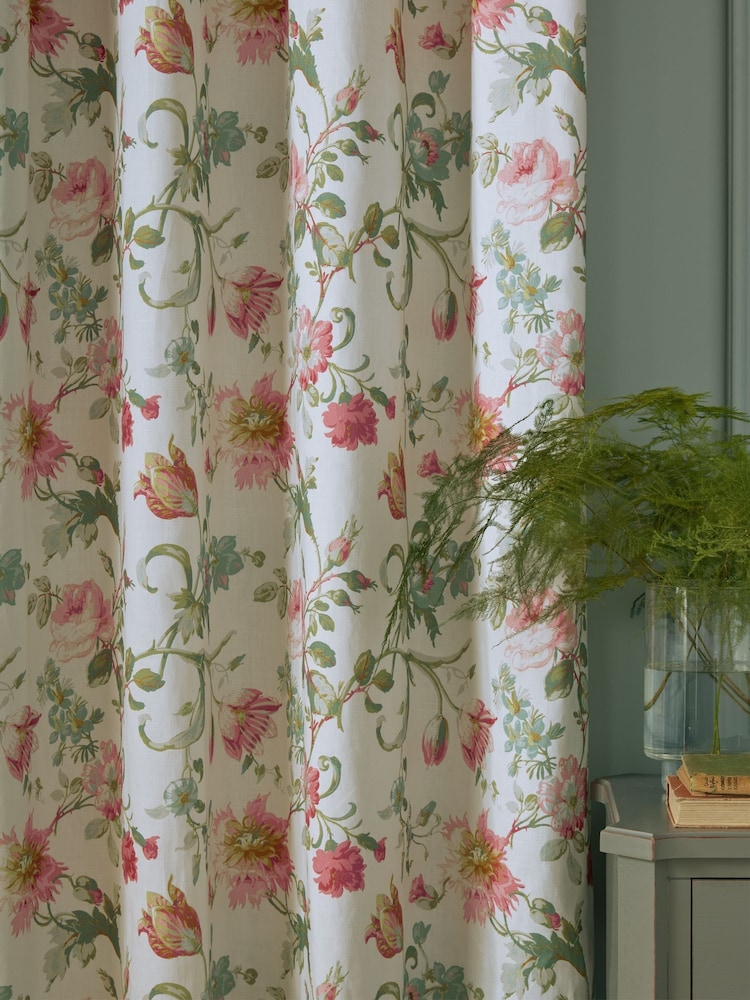 Laura Ashley Pale Cranberry Rosalind Headertape Curtains - Image 4 of 4