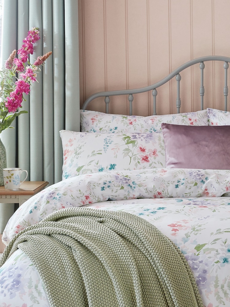 Laura Ashley Set of 2 Lavender 100% Cotton Aulden Flowers Pillowcases - Image 1 of 2