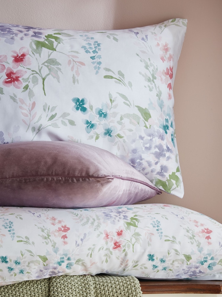 Laura Ashley Set of 2 Lavender 100% Cotton Aulden Flowers Pillowcases - Image 2 of 2