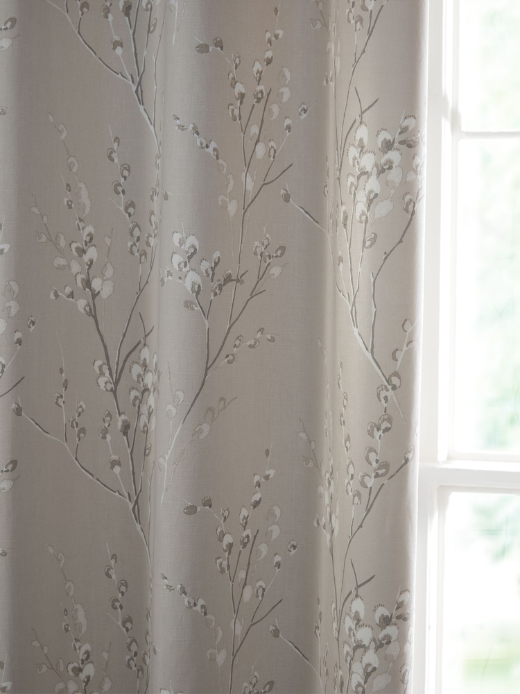 Laura Ashley Truffle Natural 100% Cotton Pussy Willow Eyelet Curtains - Image 4 of 5