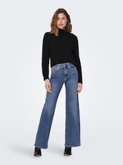 ONLY Blue Wide Leg High Waisted Jeans With Super Stretch - Image 3 of 7