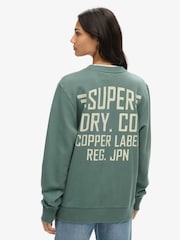 Superdry Green Oversized Copper Label 100% Cotton Graphic Crew Sweatshirt - Image 3 of 6
