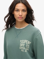 Superdry Green Oversized Copper Label 100% Cotton Graphic Crew Sweatshirt - Image 4 of 6