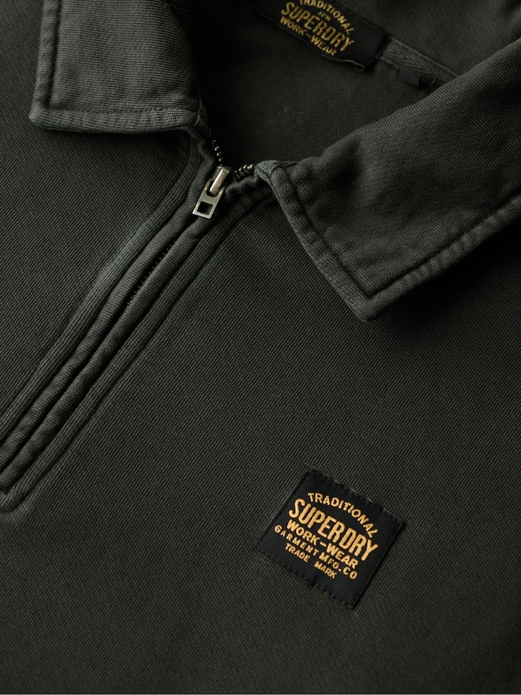 Superdry Black Oversized Contrast 100% Cotton Stitch Half Zip Top - Image 6 of 6