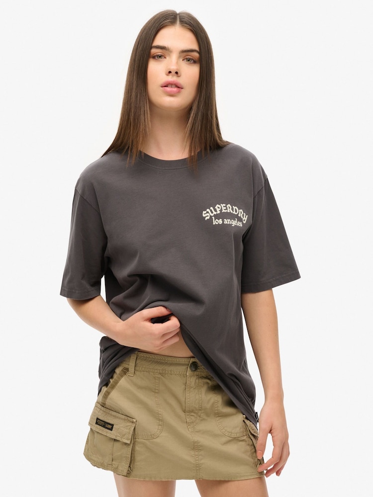 Superdry Grey Oversized Tattoo Back Graphic 100% Cotton T-Shirt - Image 1 of 3