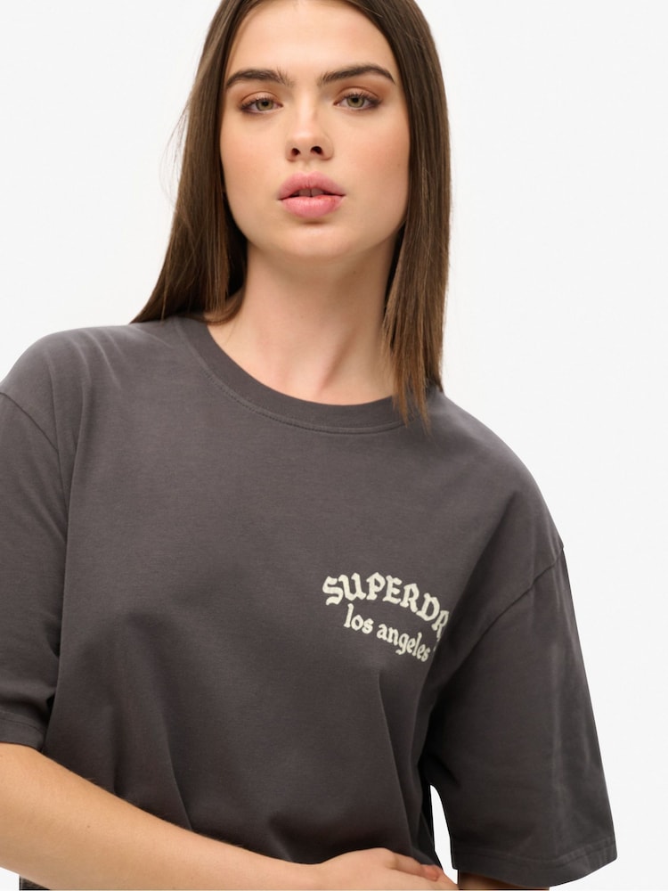 Superdry Grey Oversized Tattoo Back Graphic 100% Cotton T-Shirt - Image 2 of 3