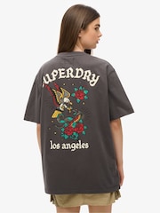 Superdry Grey Oversized Tattoo Back Graphic 100% Cotton T-Shirt - Image 3 of 3