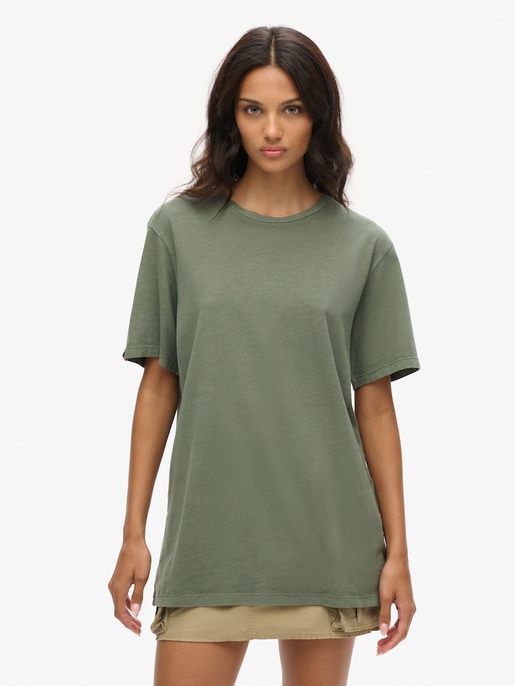 Superdry Green Oversized Classic Essential T-Shirt - Image 1 of 6