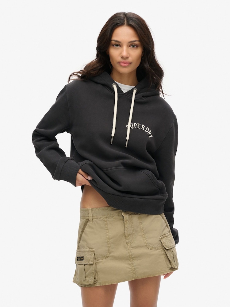 Superdry Black Oversized Tattoo Graphic Hoodie - Image 1 of 3