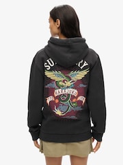Superdry Black Oversized Tattoo Graphic Hoodie - Image 2 of 3