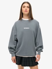 Superdry Oversized Micro Logo Graphic Loose Crew Sweatshirt - Imagen 1 de 6
