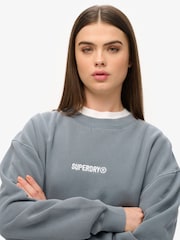 Superdry Oversized Micro Logo Graphic Loose Crew Sweatshirt - Imagen 4 de 6
