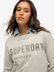 Superdry Grey Oversized Surplus Graphic Crew Sweatshirt - Image 3 of 4