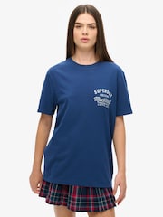 Superdry Blue Oversized Copper Label Chest Graphic 100% Cotton T-Shirt - Image 2 of 5