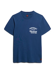 Superdry Blue Oversized Copper Label Chest Graphic 100% Cotton T-Shirt - Image 4 of 5