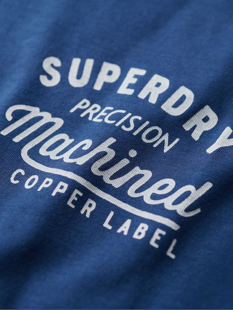 Superdry Blue Oversized Copper Label Chest Graphic 100% Cotton T-Shirt - Image 5 of 5