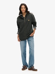 Superdry Black Oversized 100% Cotton Contrast Stitch Track Jacket - Image 2 of 6
