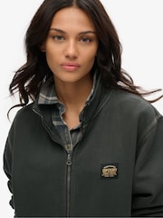 Superdry Black Oversized 100% Cotton Contrast Stitch Track Jacket - Image 3 of 6