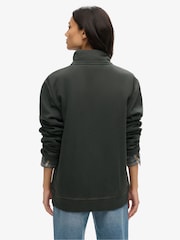 Superdry Black Oversized 100% Cotton Contrast Stitch Track Jacket - Image 4 of 6
