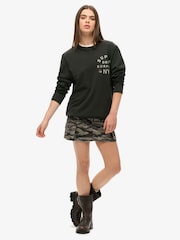 Superdry Black Oversized Surplus 100% Cotton Graphic Crew Sweatshirt - Image 2 of 6