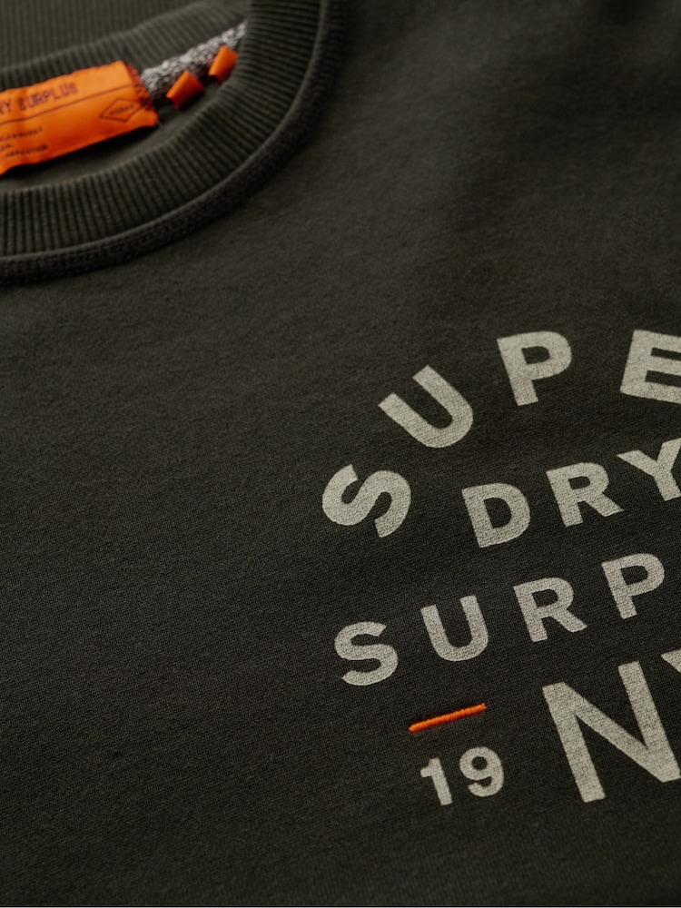 Superdry Black Oversized Surplus 100% Cotton Graphic Crew Sweatshirt - Image 6 of 6