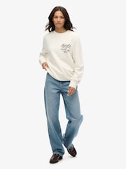 Superdry Cream Oversized Copper Label 100% Cotton Graphic Crew Sweatshirt - Image 2 of 3