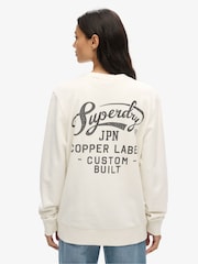 Superdry Cream Oversized Copper Label 100% Cotton Graphic Crew Sweatshirt - Image 3 of 3
