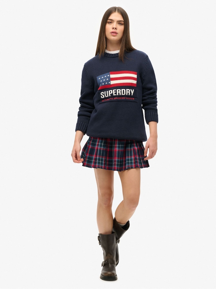 Superdry Blue Oversized Vintage Athletic Knit Jumper - Image 2 of 3