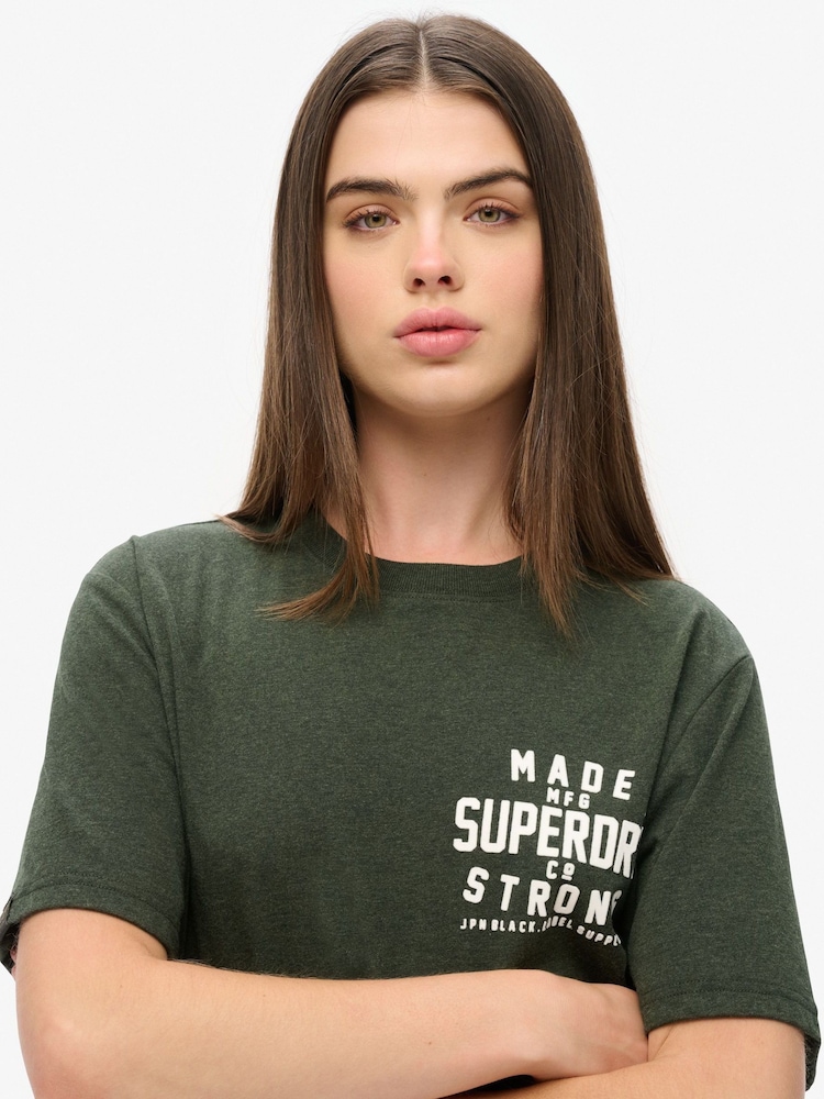 Superdry Green Oversized Machined Goods Workwear T-Shirt - Image 2 of 3