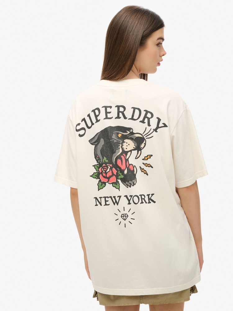 Superdry Oversized Tattoo Back Graphic 100% Cotton T-Shirt - Imagen 2 de 3