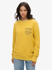 Superdry Yellow Oversized Copper Label 100% Cotton Graphic Crew Sweatshirt - Image 1 of 3