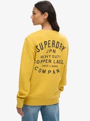 Superdry Yellow Oversized Copper Label 100% Cotton Graphic Crew Sweatshirt - Image 2 of 3