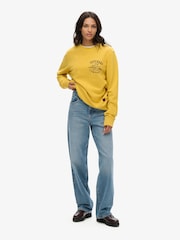 Superdry Yellow Oversized Copper Label 100% Cotton Graphic Crew Sweatshirt - Image 3 of 3