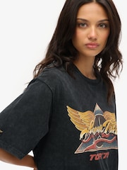 Superdry Black Oversized 70s Rock Graphic Band 100% Cotton T-Shirt - Image 4 of 7