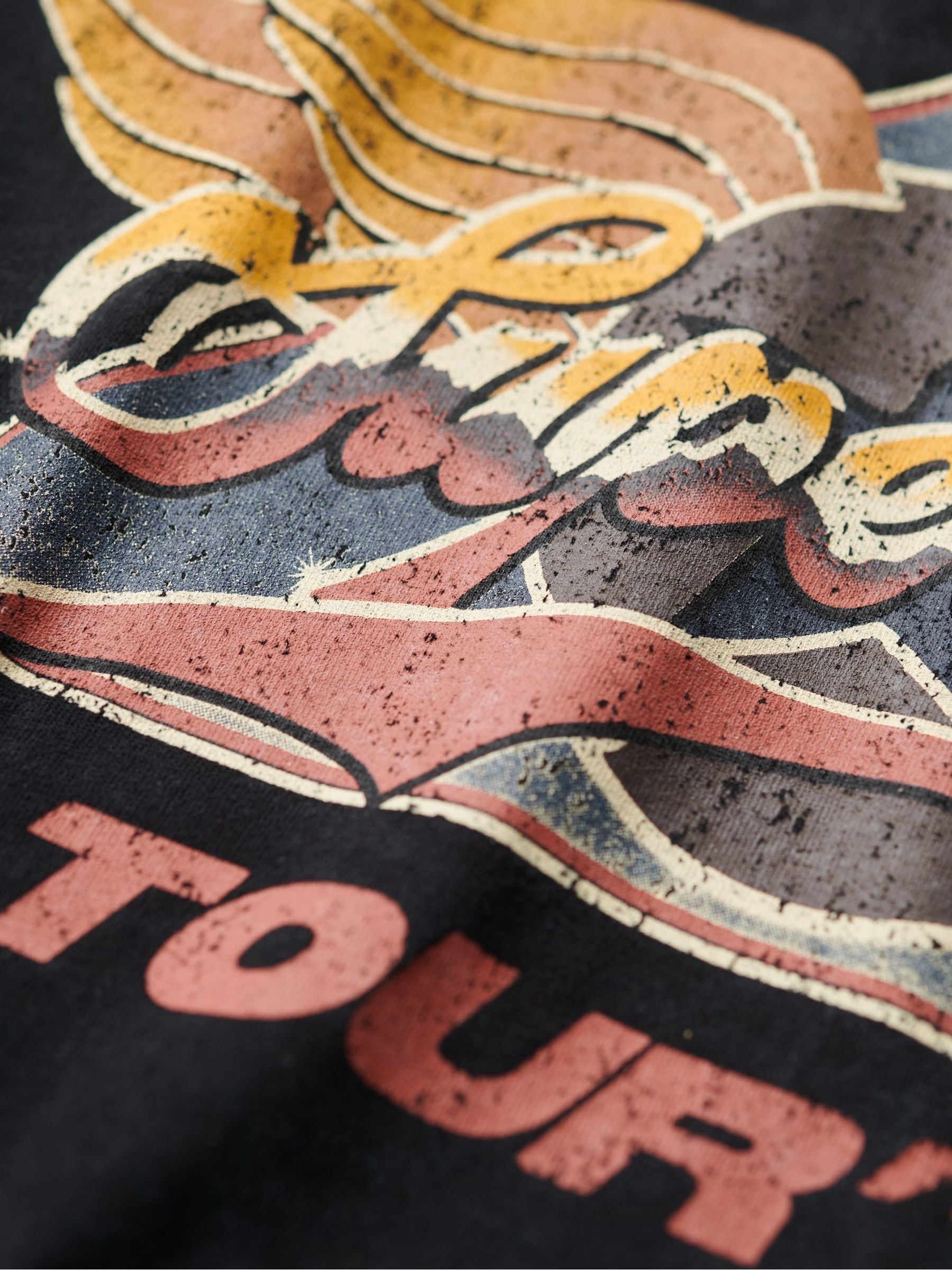 Buy Superdry Black Oversized 70s Rock Graphic Band 100% Cotton T