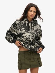 Superdry Black Oversized Utility Camo Logo Hoodie - Image 1 of 6