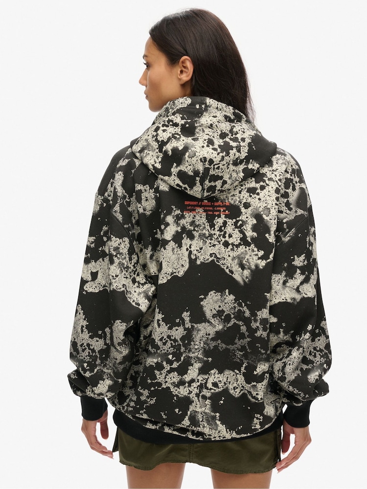 Superdry Black Oversized Utility Camo Logo Hoodie - Image 2 of 6