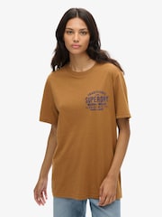 Superdry Brown Oversized Machined Goods Workwear T-Shirt - Image 1 of 7