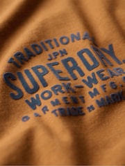 Superdry Brown Oversized Machined Goods Workwear T-Shirt - Image 6 of 7