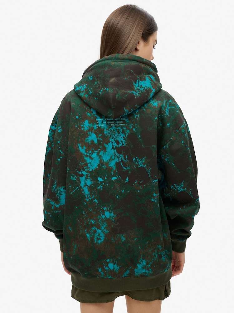 Superdry Green Oversized Utility Camo Logo Hoodie - Image 2 of 6