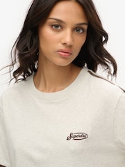 Superdry Grey Oversized Essential Logo Retro Striped 100% Organic Cotton T-Shirt - Image 3 of 6