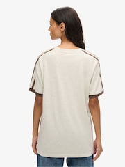 Superdry Grey Oversized Essential Logo Retro Striped 100% Organic Cotton T-Shirt - Image 4 of 6